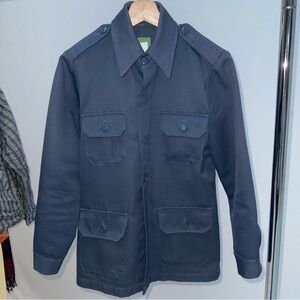 Vintage Men's Dark Blue Field Jacket 80s Military Style Retro